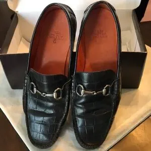Peter Millar Croc emboss leather equestrian toggle bit detail comfy loafers+box Peter Millar | Shoes | Peter Millar Croc Emboss Leather  main image 3